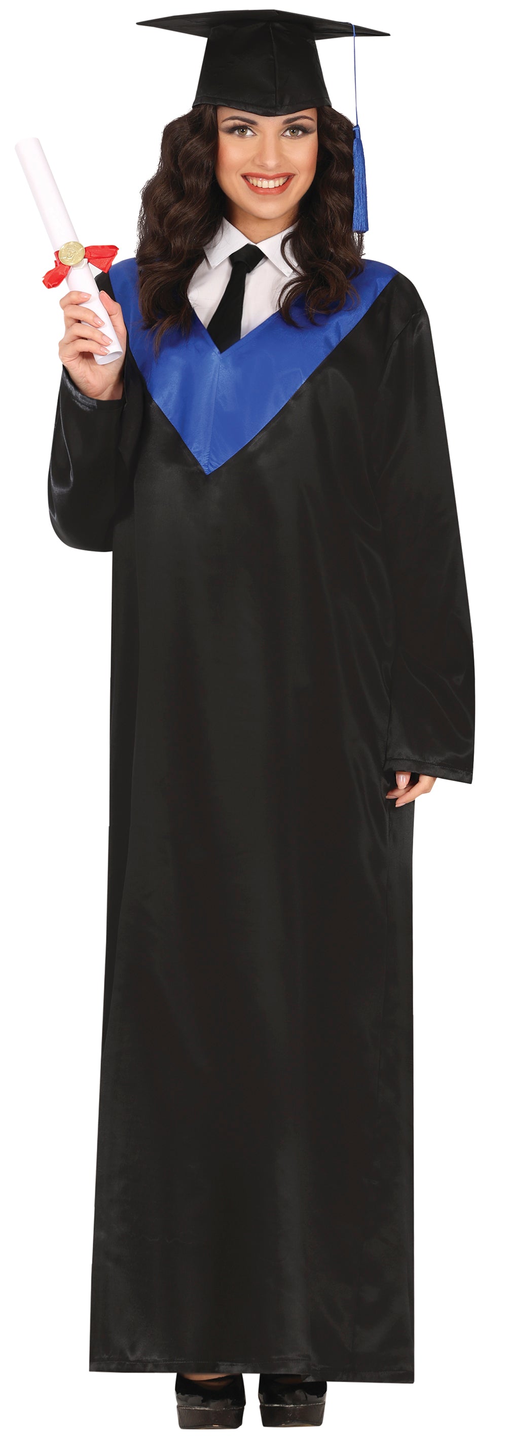 Blå og sort gradueret kostume