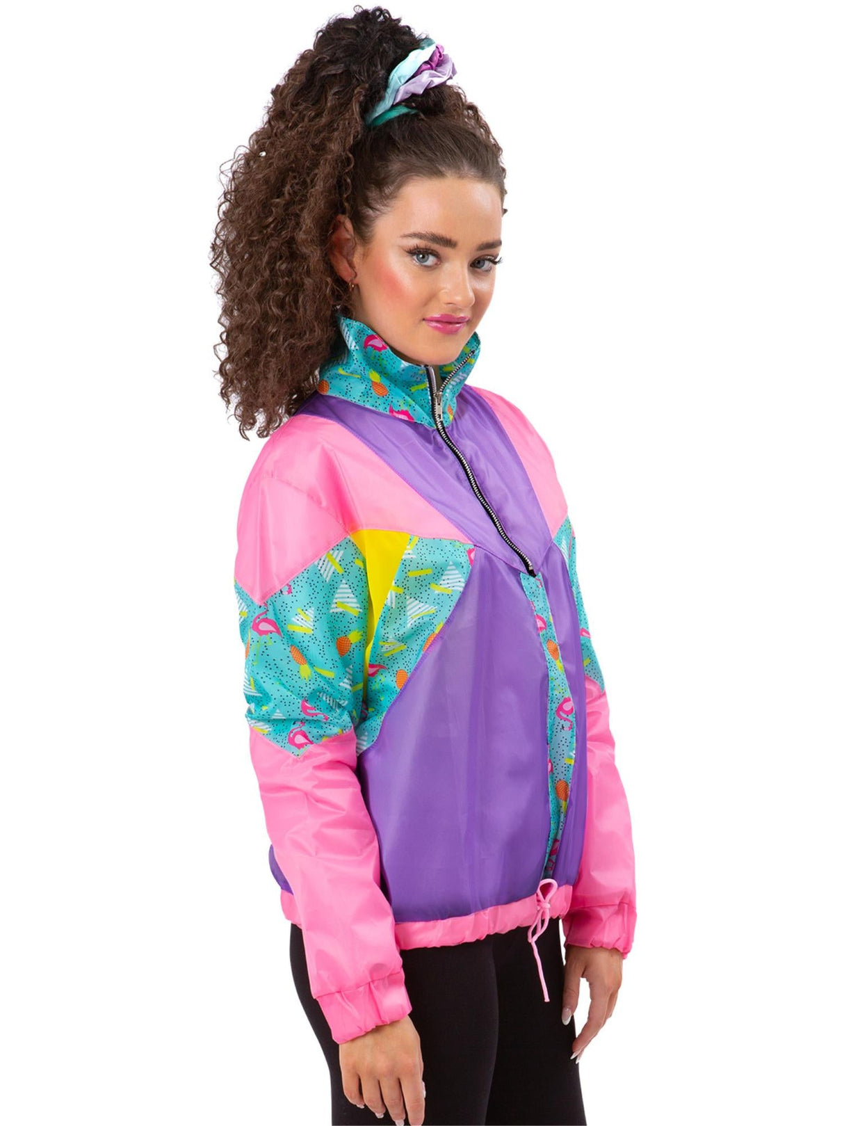 Dame 80'er pastelfarvet vindjakke